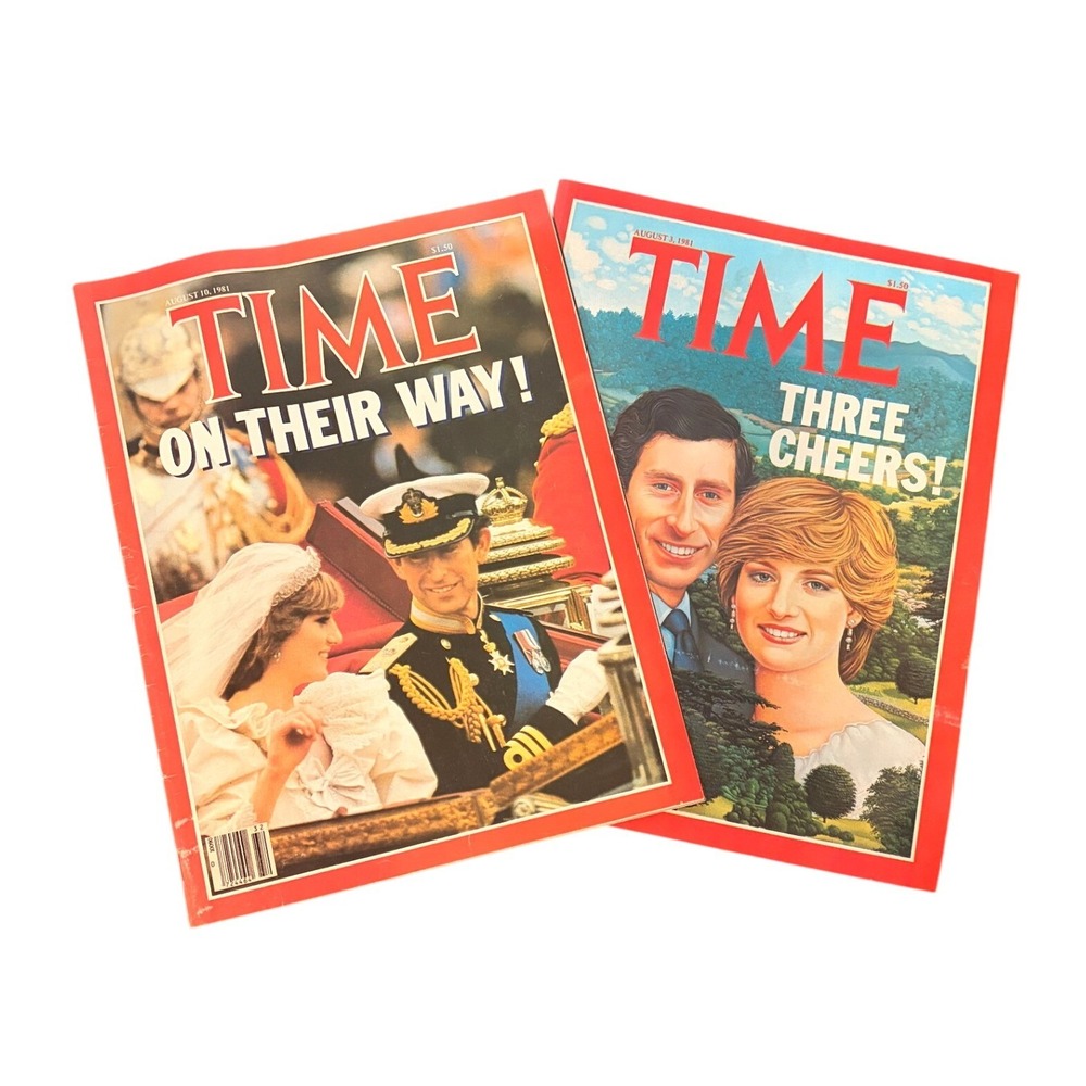Vintage 1981 TIME Magazine Royal Wedding Prince Charles Princess Diana Set of 2
